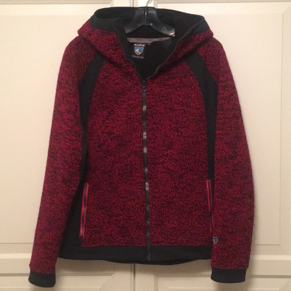 KUHL RED & BLACK WOOL HOODED JACKET